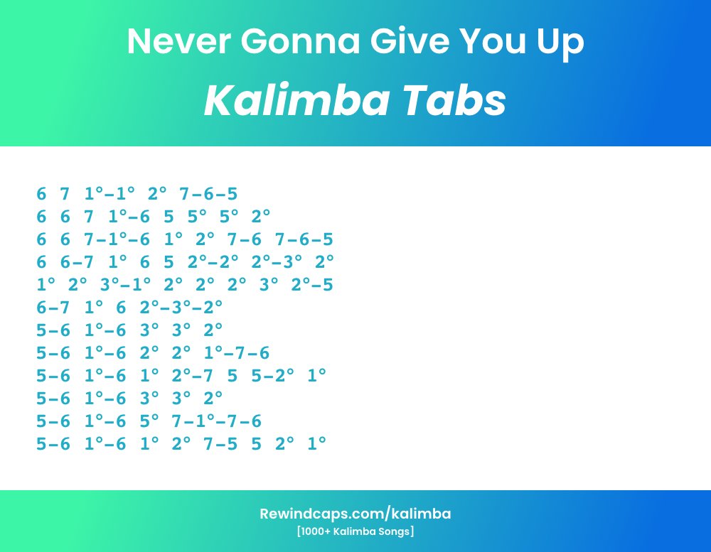 Never Gonna Give You Up Kalimba Tabs & Chords